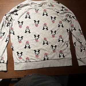 Gray Sweatshirt with Penguin Print